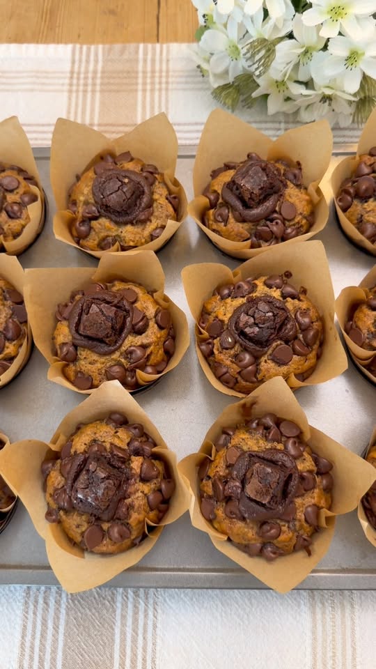 Brownie Batter Banana Muffins