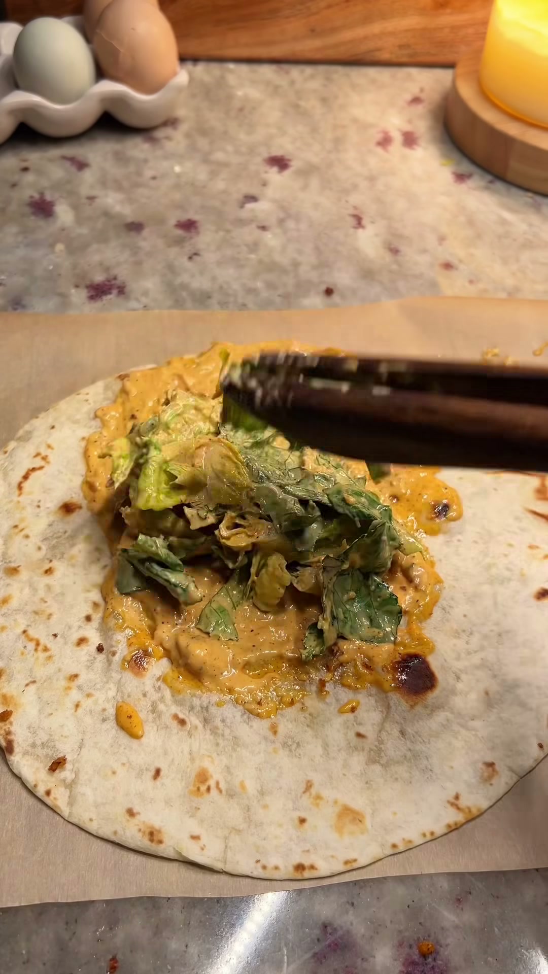 Spicy Crispy Chicken Caesar Salad Wraps