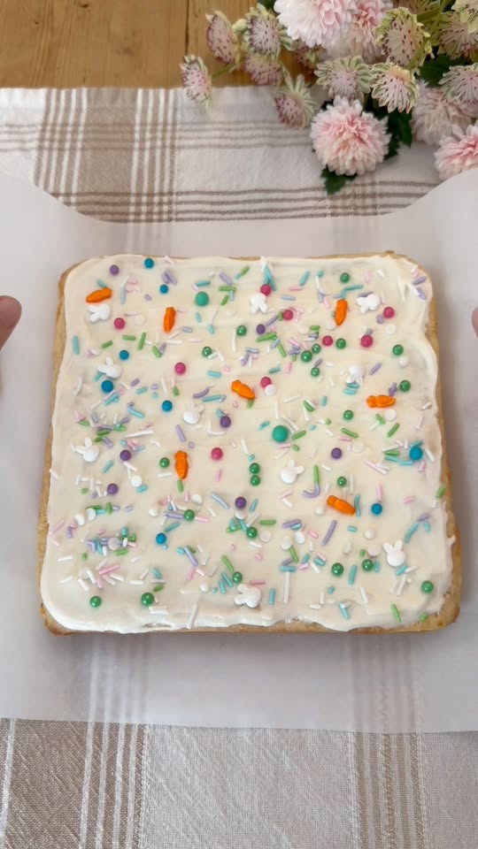 Soft Frosted Easter Sugar Cookie Bars