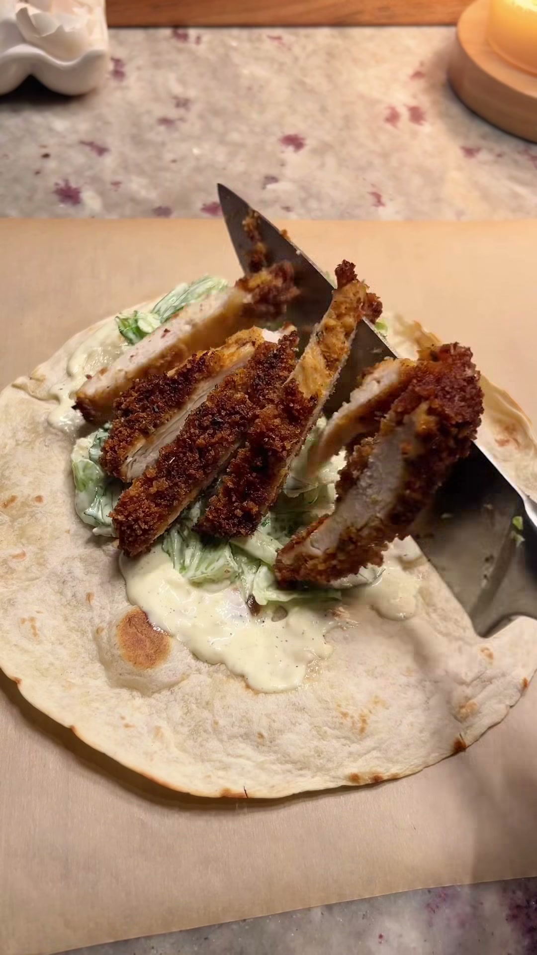 Crispy Chicken Caesar Salad Wrap