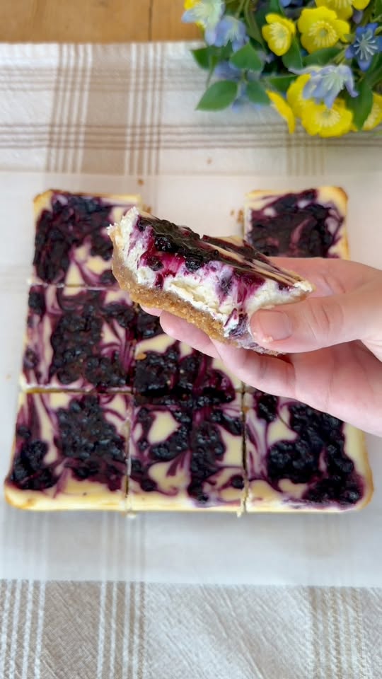 Blueberry Swirl Cheesecake Bars