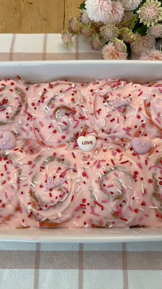 Valentines Sugar Cookie Cinnamon Rolls