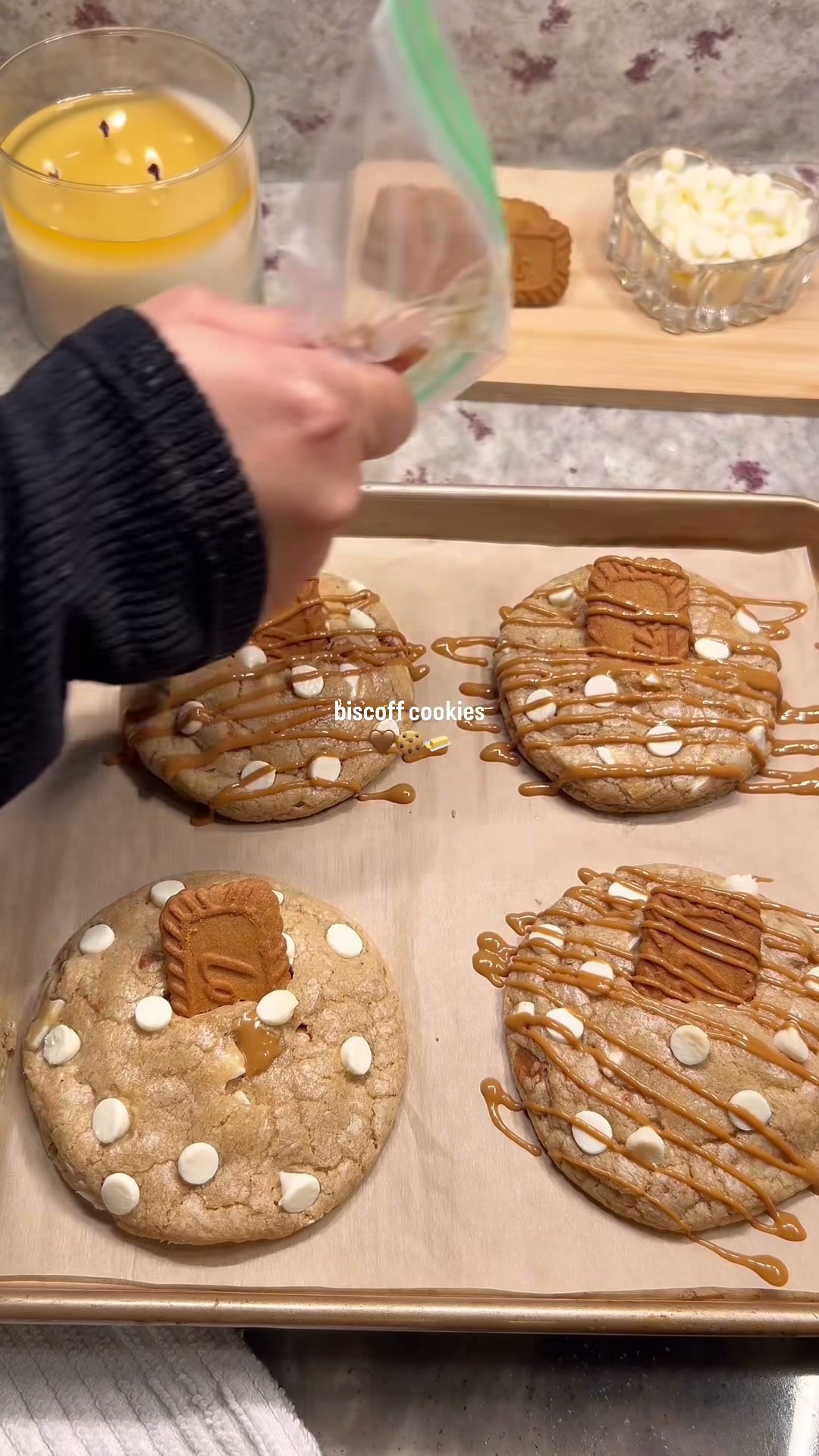Biscoff Stuffed White Chocolate Cookies