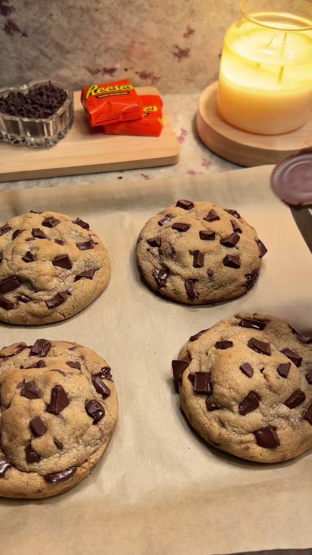 Reese’S Stuffed Dark Chocolate Chip Cookies One