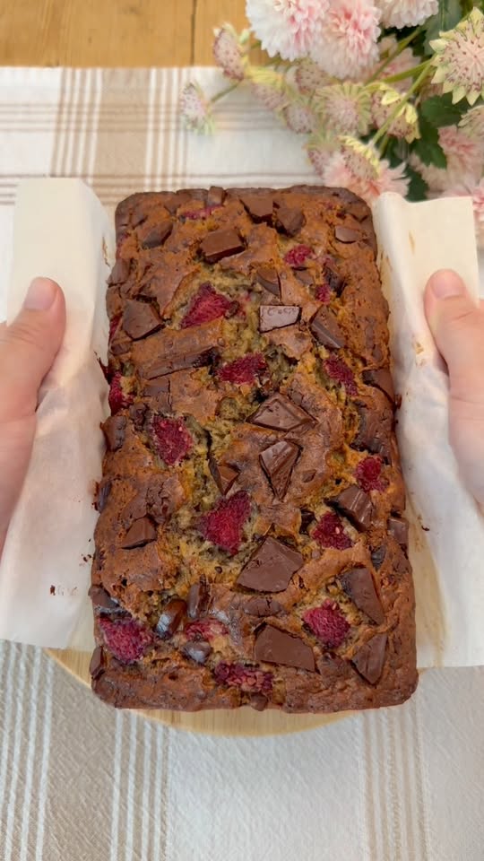 Dark Chocolate Raspberry Banana Bread