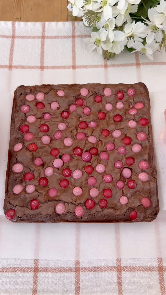 The Most Fudgy Valentines M&M Brownies