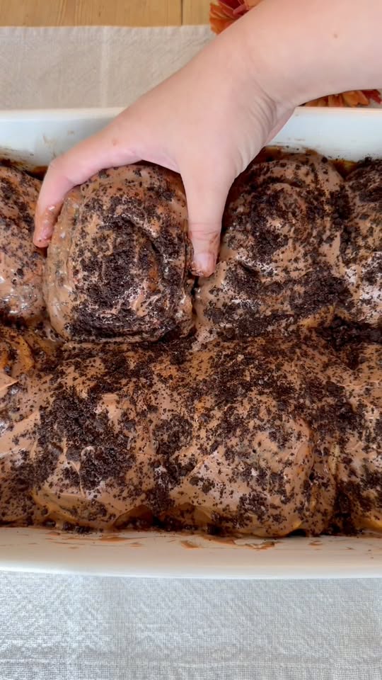 Mocha Cookie Crumble Cinnamon Rolls