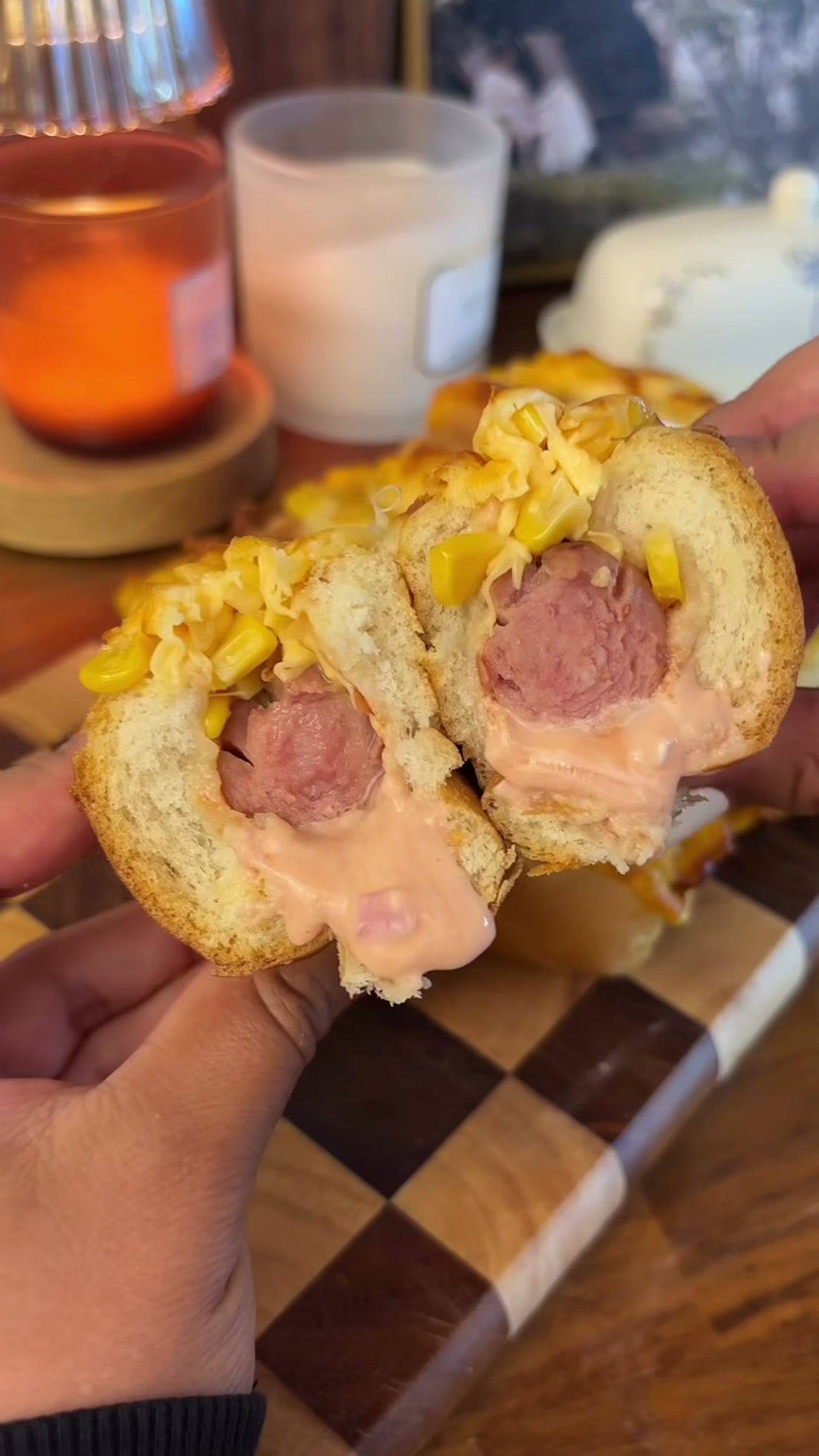 Cheesy corn hot dogs (Korean-style)