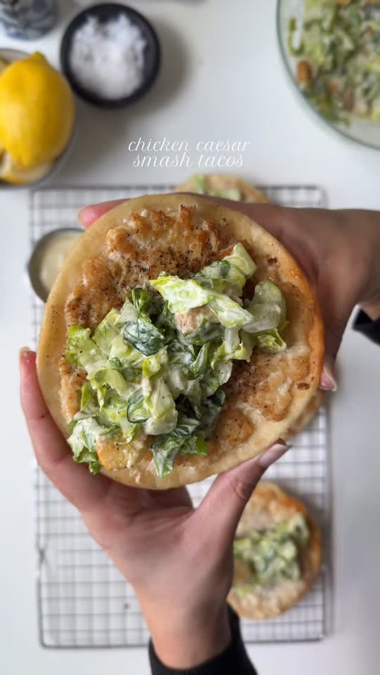 Chicken Caesar Smash Tacos
