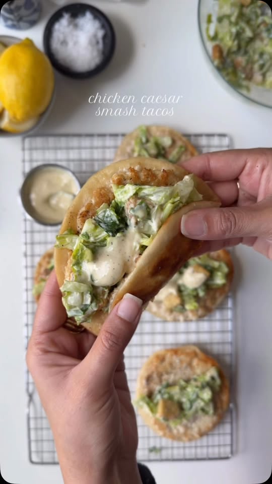 Chicken Caesar Smash Tacos