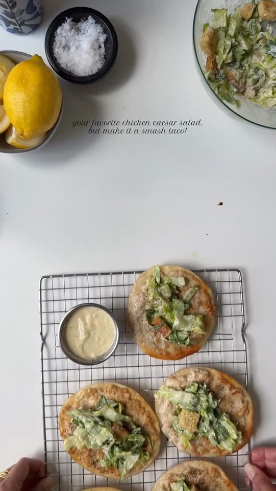 Chicken Caesar Smash Tacos