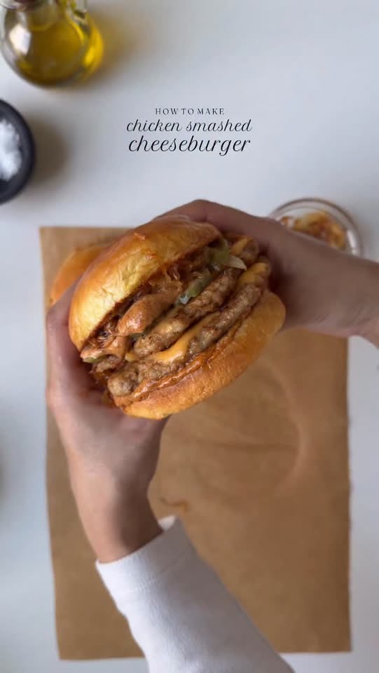 Chicken smash cheeseburger