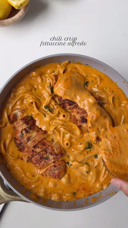 Chili crisp fettuccine Alfredo