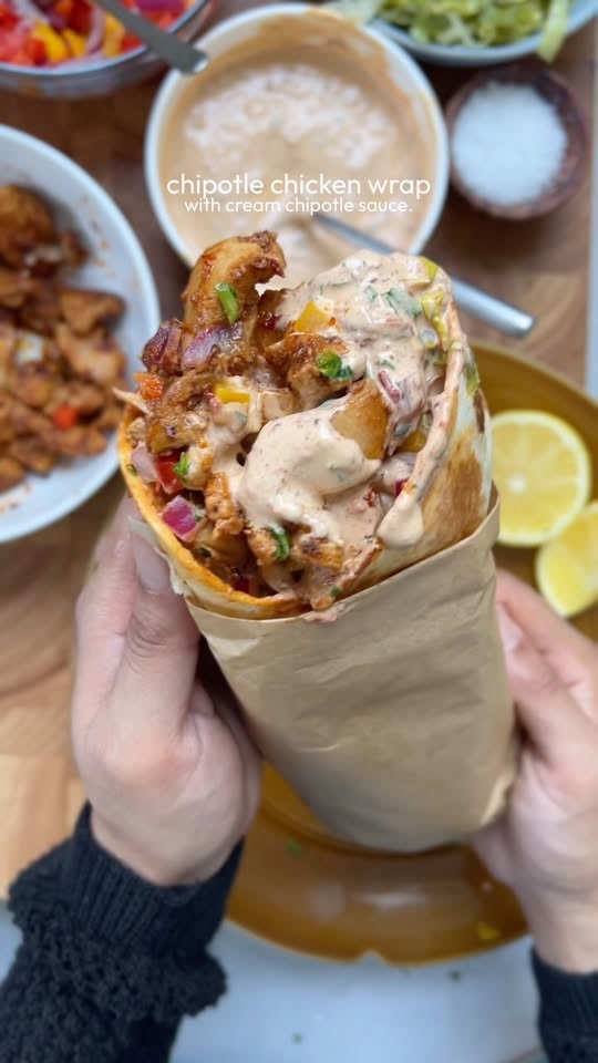 Chipotle chicken wrap with creamy chipotle sauce