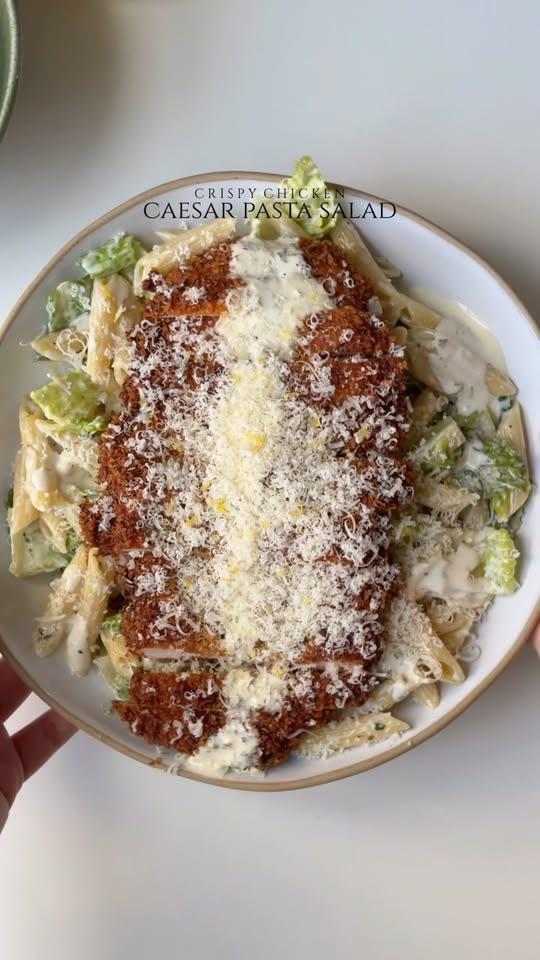 Crispy Chicken caesar pasta salad