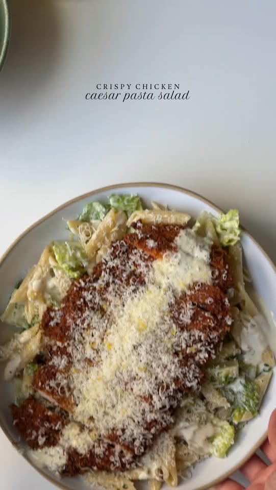 Crispy Chicken caesar pasta salad