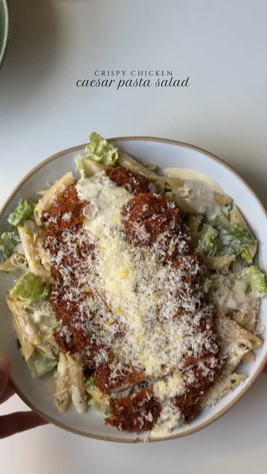 Crispy Chicken caesar pasta salad