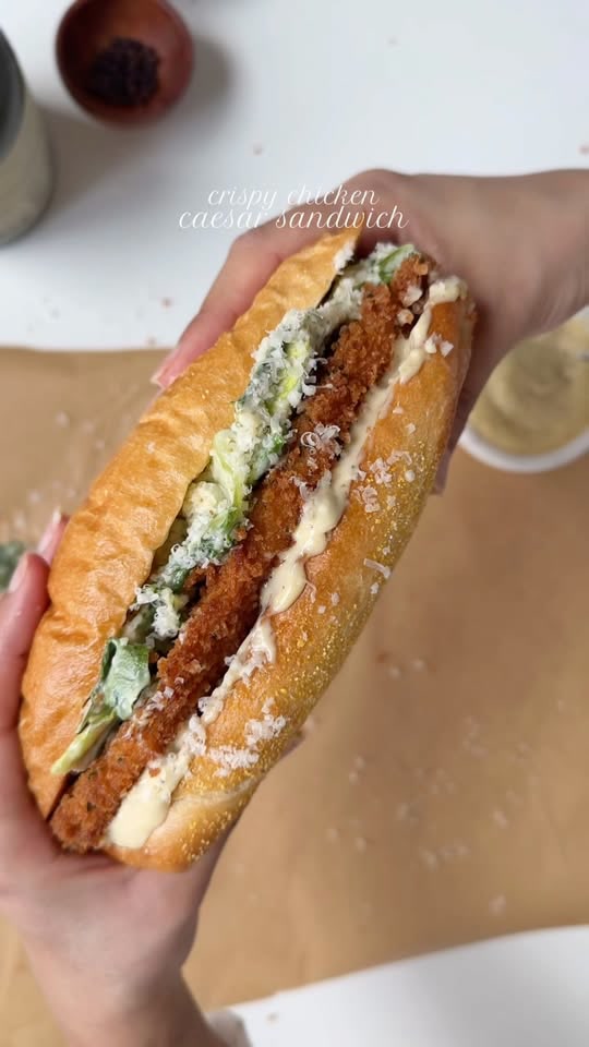 Crispy chicken Caesar sandwich