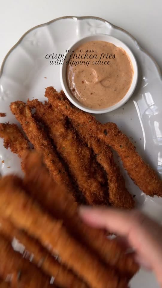 Crispy chicken fries with dipping sauce