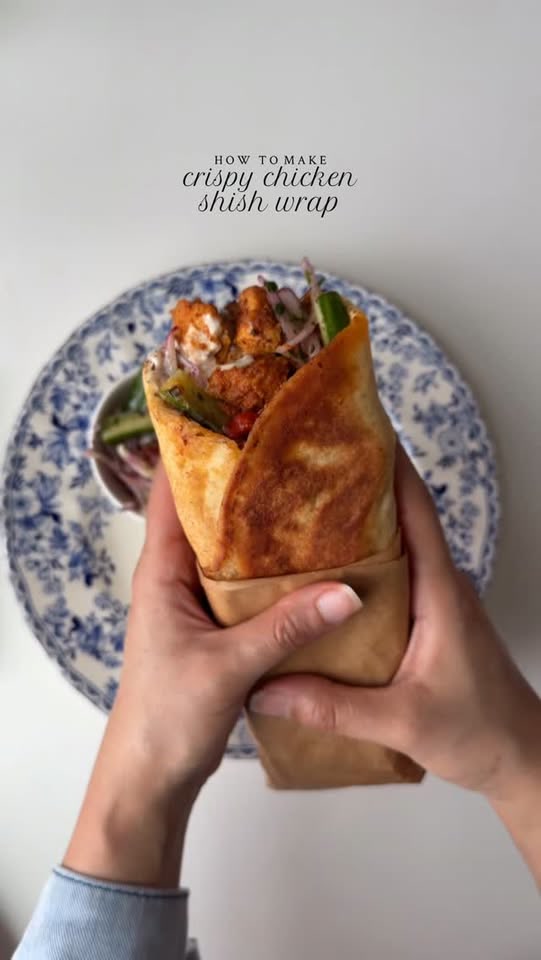 Crispy chicken shish wrap