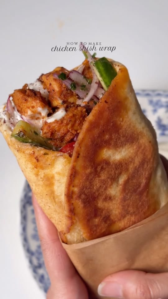 Crispy chicken shish wrap