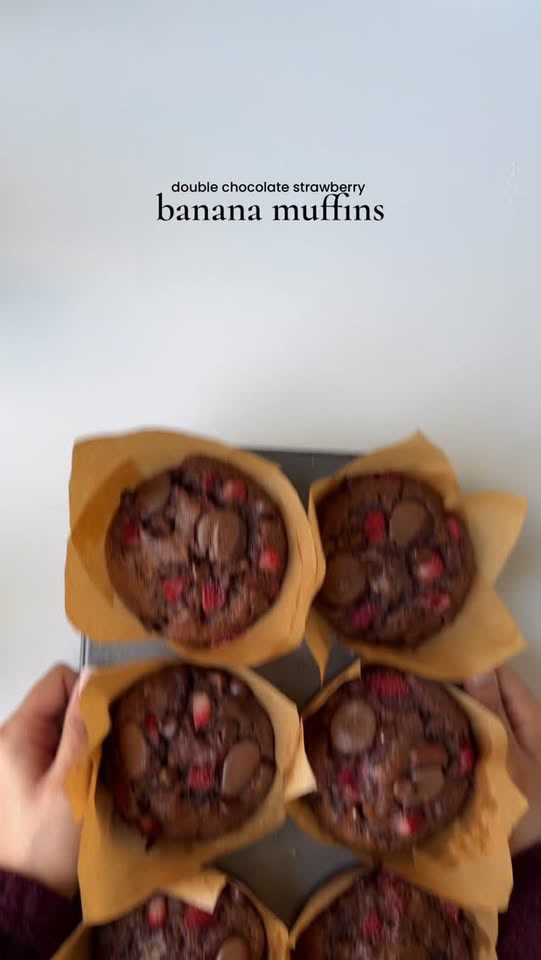 Double chocolate strawberry banana muffins