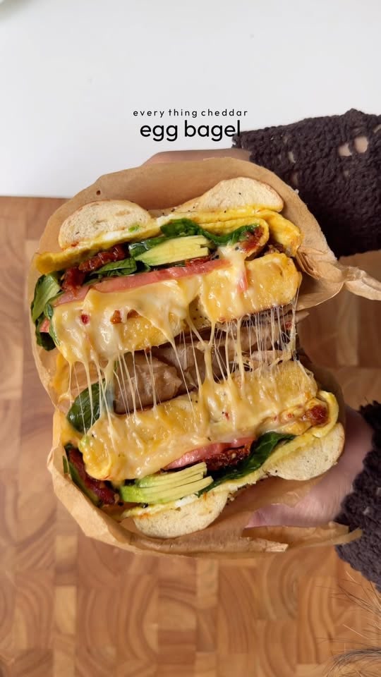Everything cheddar egg bagel