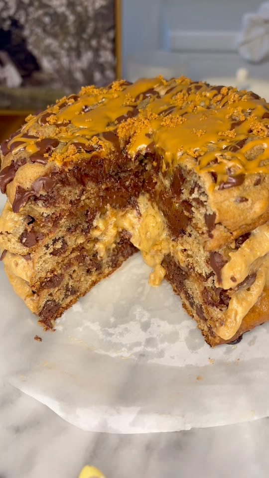 Giant banana cookies stuffed with Biscoff cream