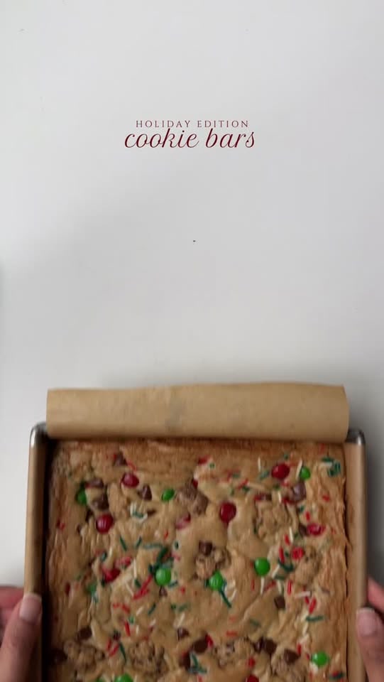 Holiday edition chocolate chip cookie dough bars