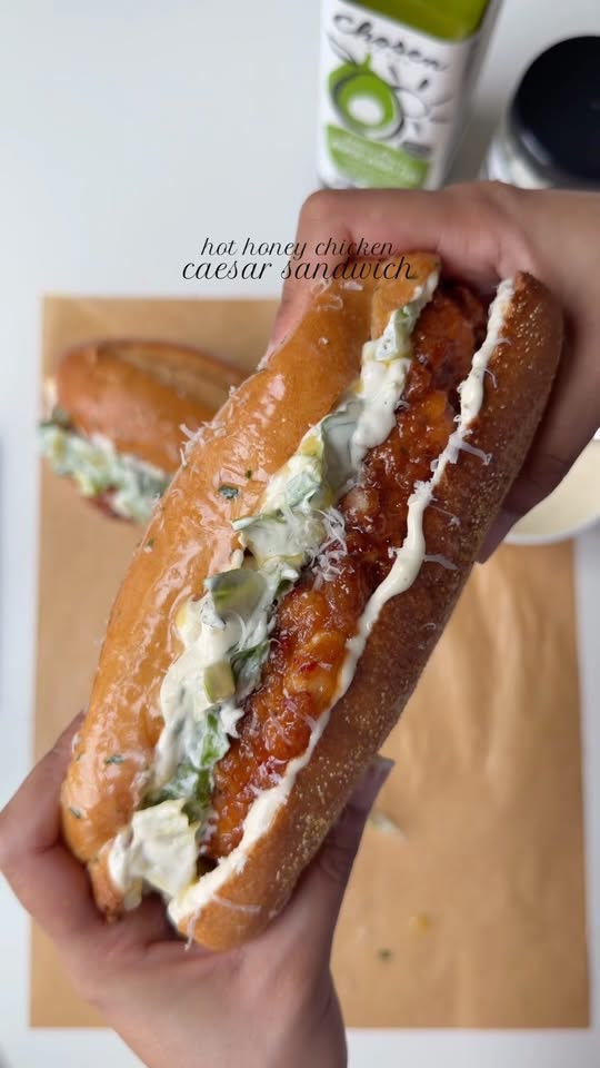 Hot honey chicken Caesar sandwich