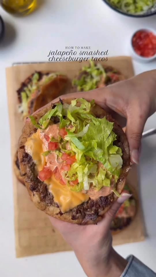 Jalapeño smashed cheeseburger tacos