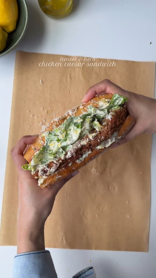 Lemon herb chicken caesar sandwich