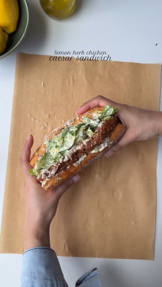Lemon herb chicken caesar sandwich