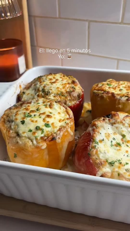 Rice and corn stuffed peppers