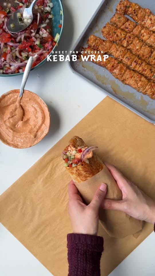 Sheet pan chicken kebab wrap