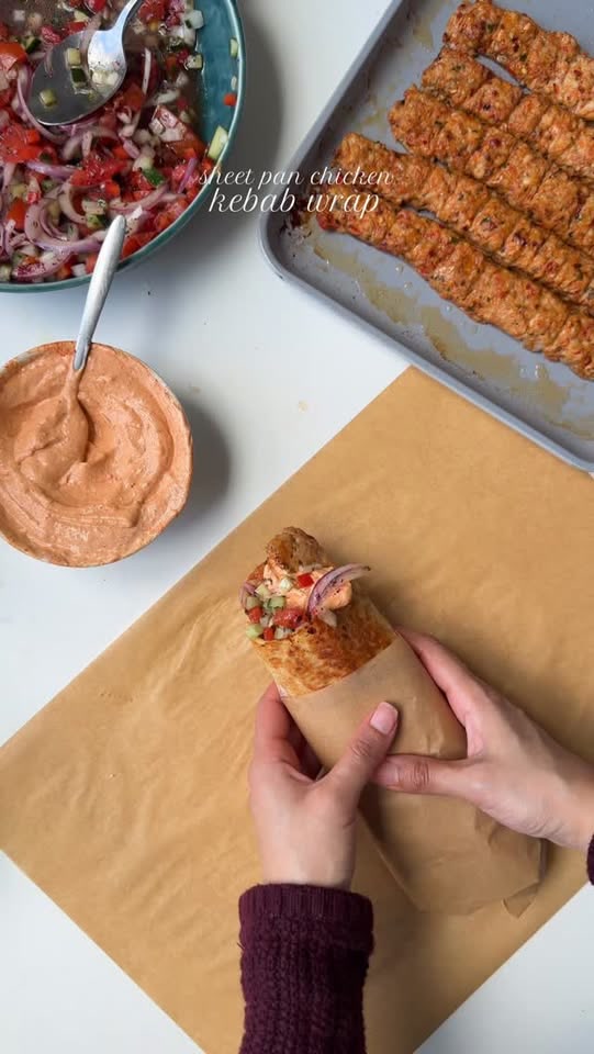 Sheet pan chicken kebab wrap