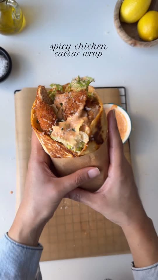 Spicy chicken caesar wrap