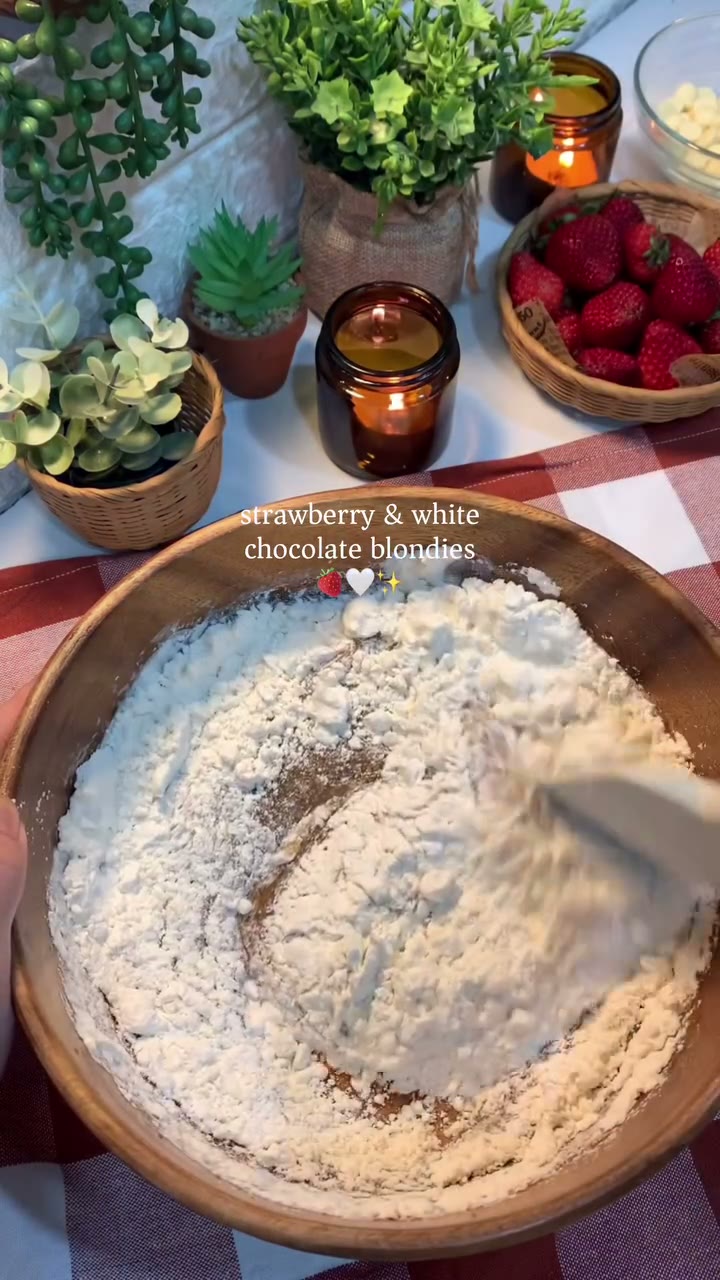 Strawberry White Chocolate Blondies