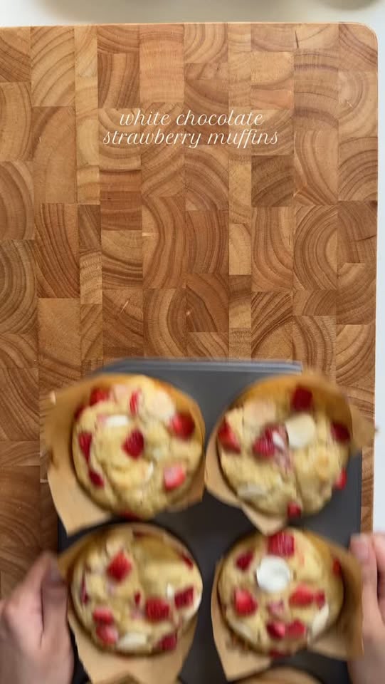 White chocolate strawberry muffins