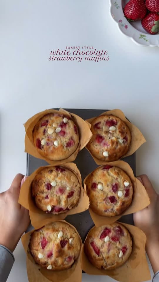 White chocolate strawberry muffins